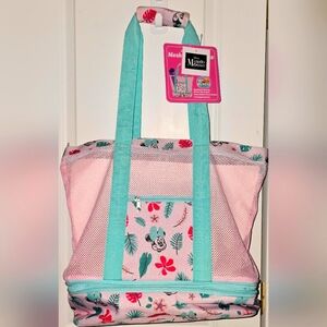 Disney Minnie Mouse Large Capacity Mesh Cooler Tote Bag☆2 Totes In 1☆